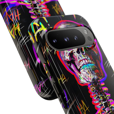 Neon Glitch Skeleton · Tough Handyhülle für Google Pixel