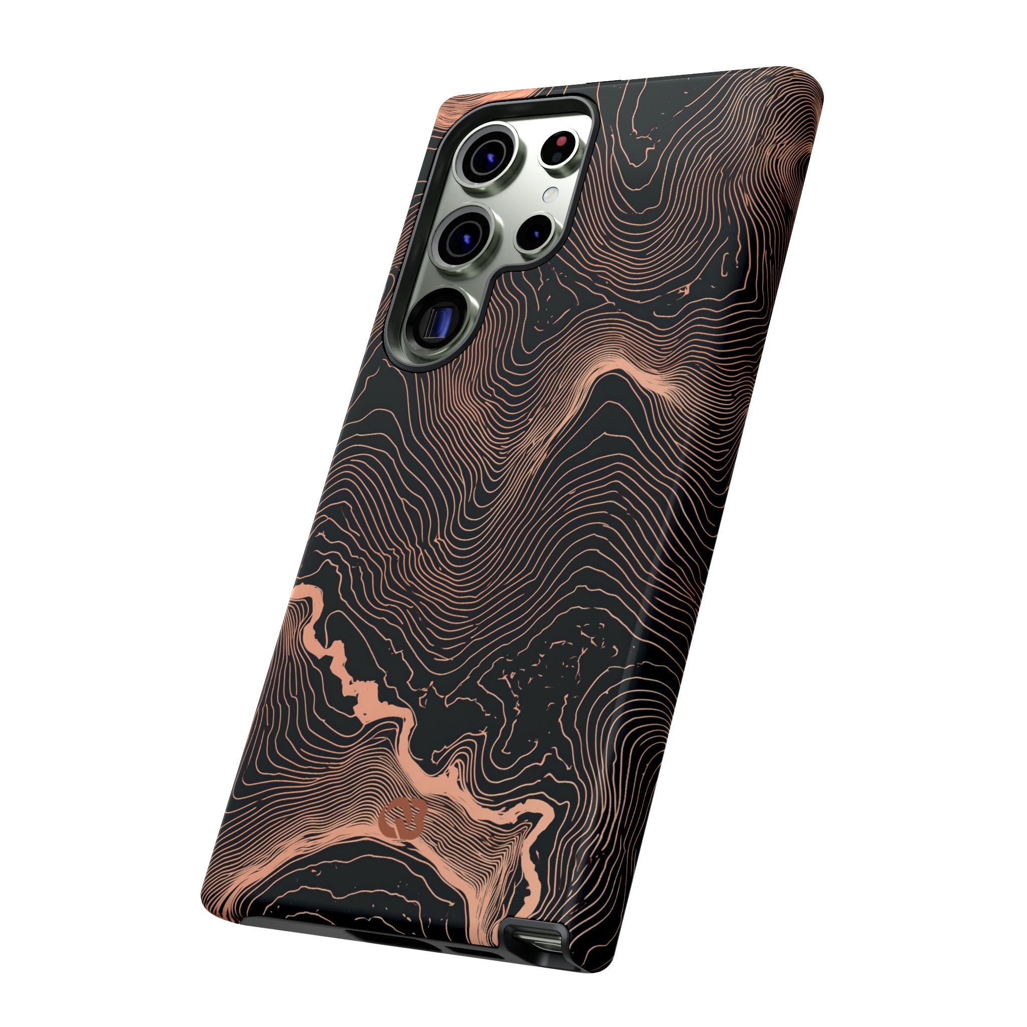 Orange Tough Phone Case for Samsung - Salmon Ridge Topo