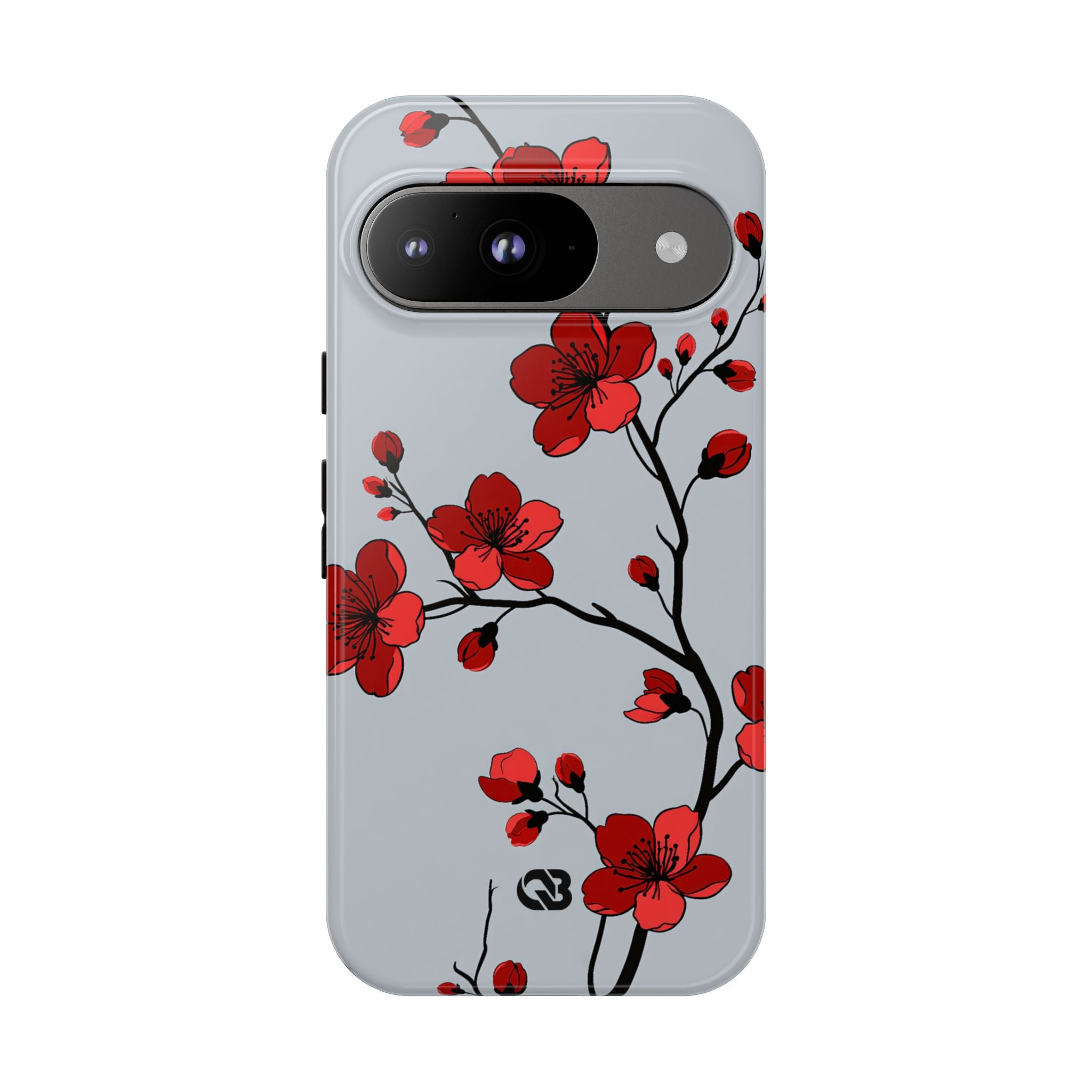 Grey Tough Phone Case for Google Pixel - Crimson Blossom Onyx