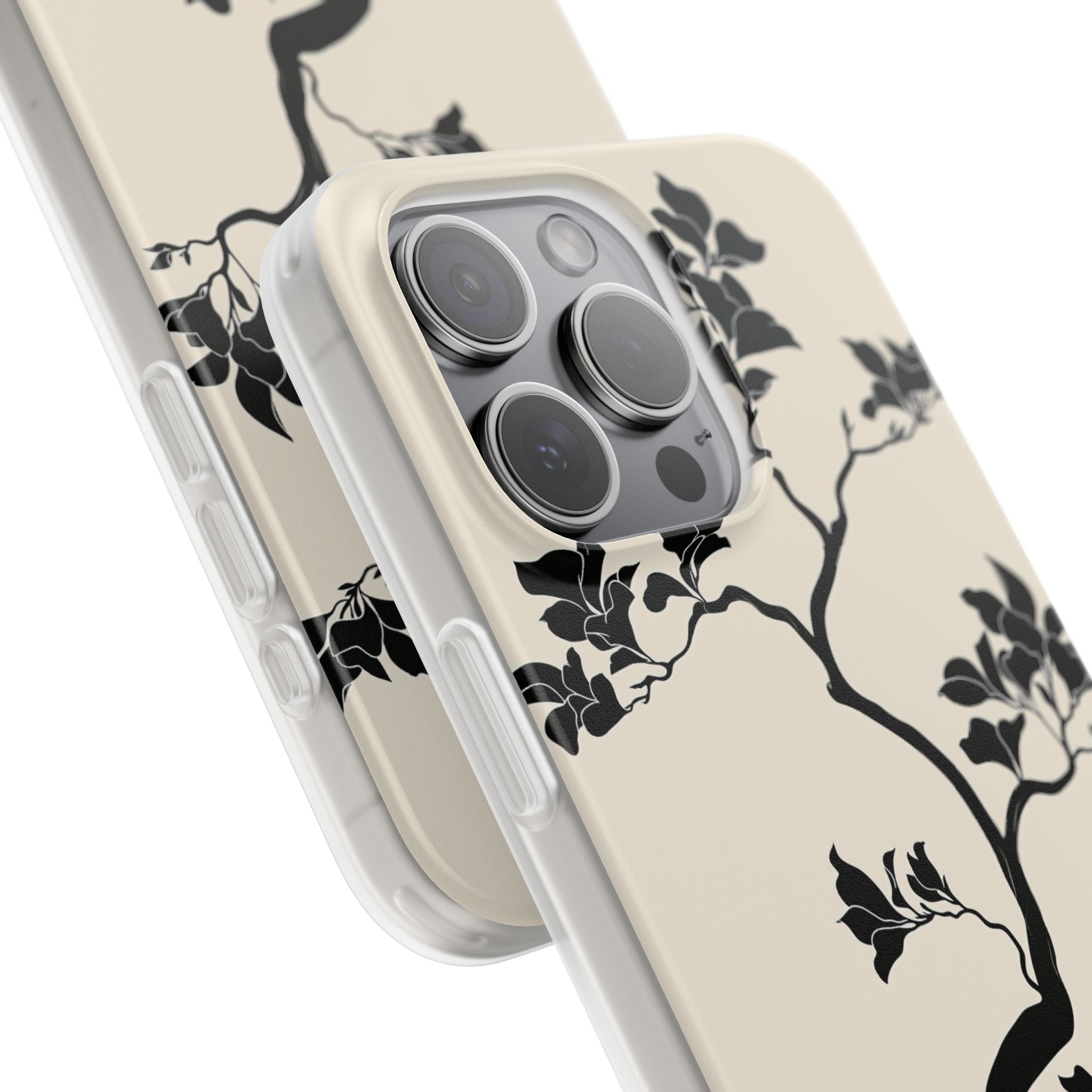 Beige Lite Phone Case for iPhone - Obsidian Bonsai Silhouette