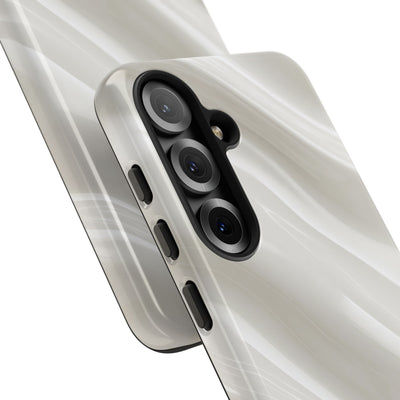 White Tough Phone Case for Samsung - Polished Ivory Wave