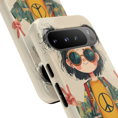 Retro Peace Girl · Coque de téléphone Tough pour Google Pixel