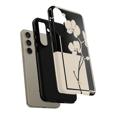 Beige Tough Phone Case for Samsung - Nocturnal Orchid Frame