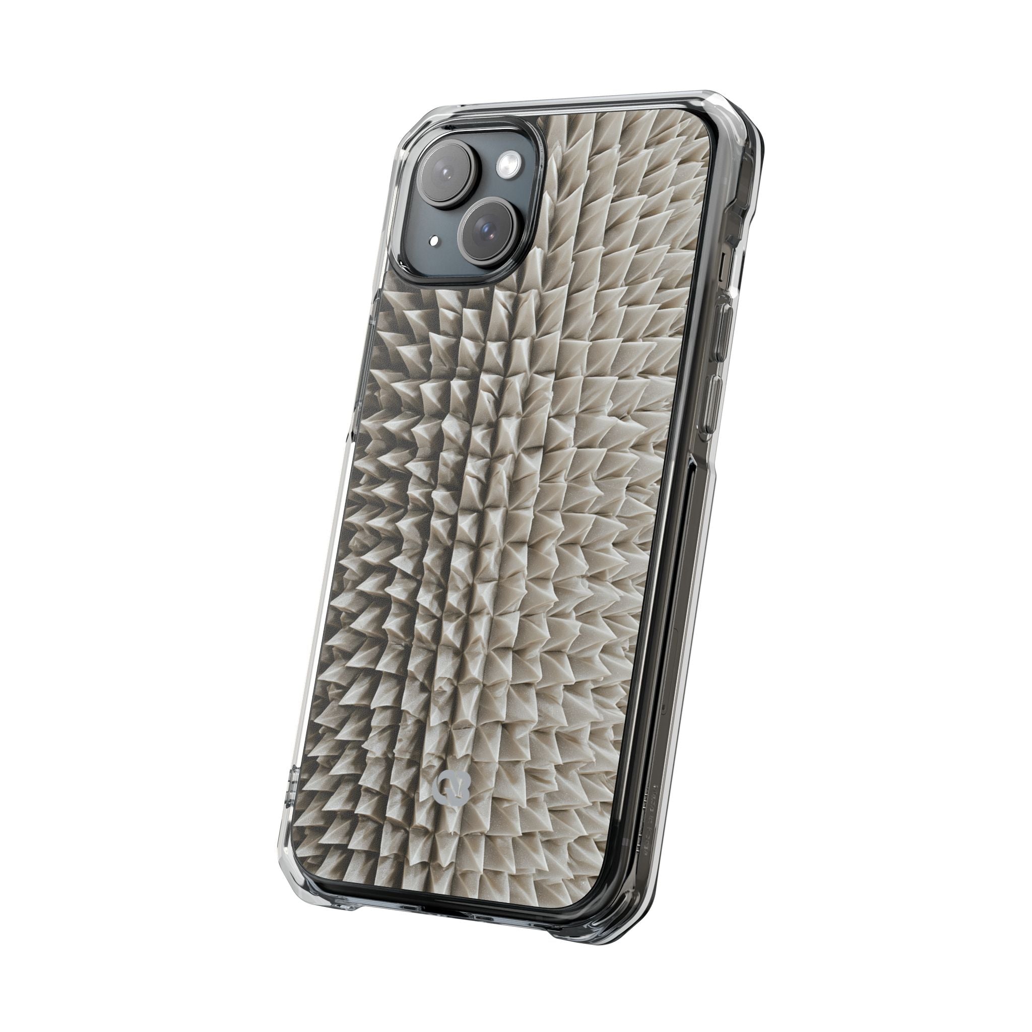 Beige Impact MagSafe Phone Case for iPhone - Bone Spiked Grid