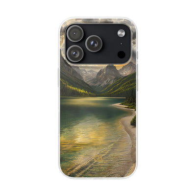Gilded Mountain Lake · Soft Phone Case for iPhone