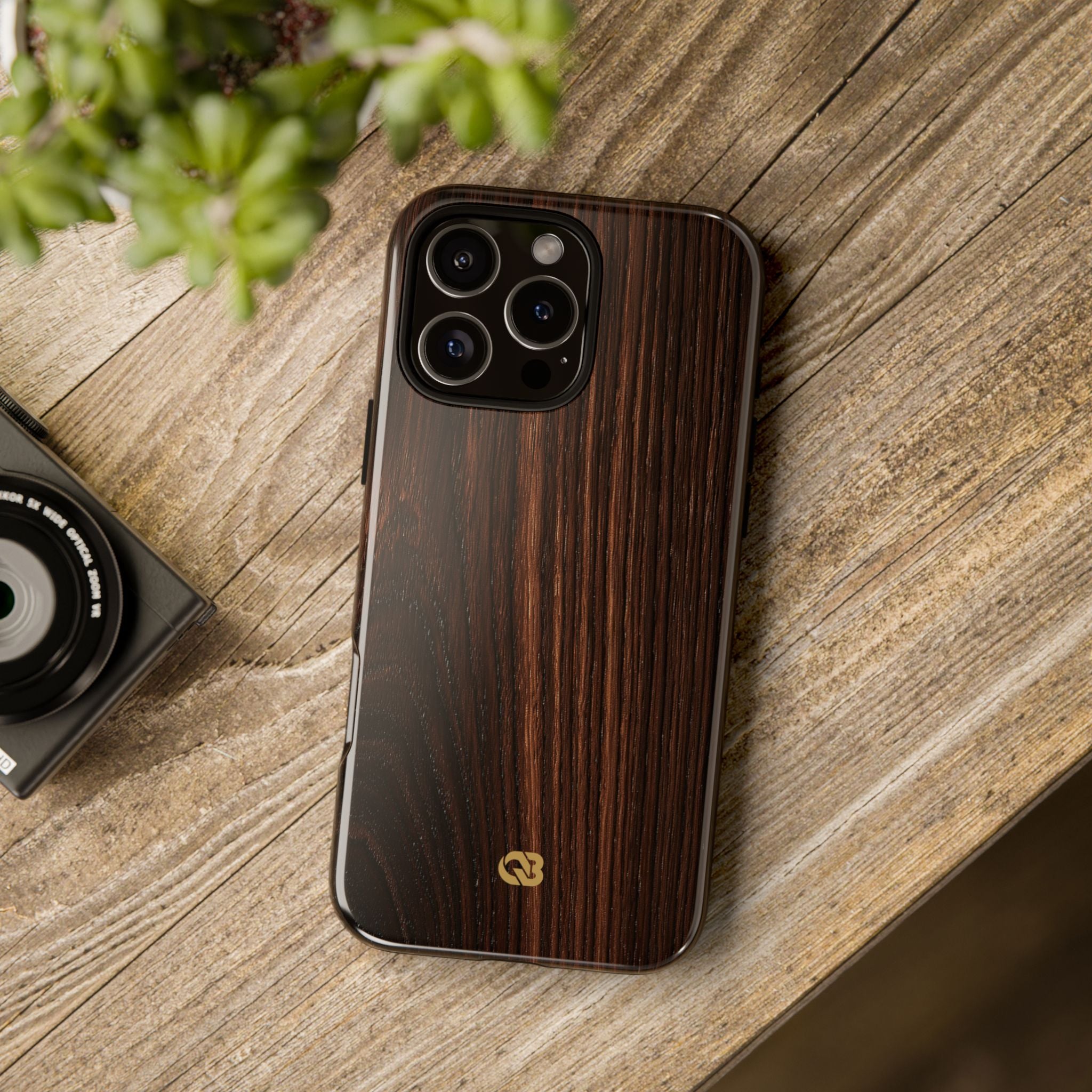 Brown Tough Phone Case for iPhone - Burnished Mahogany Grain