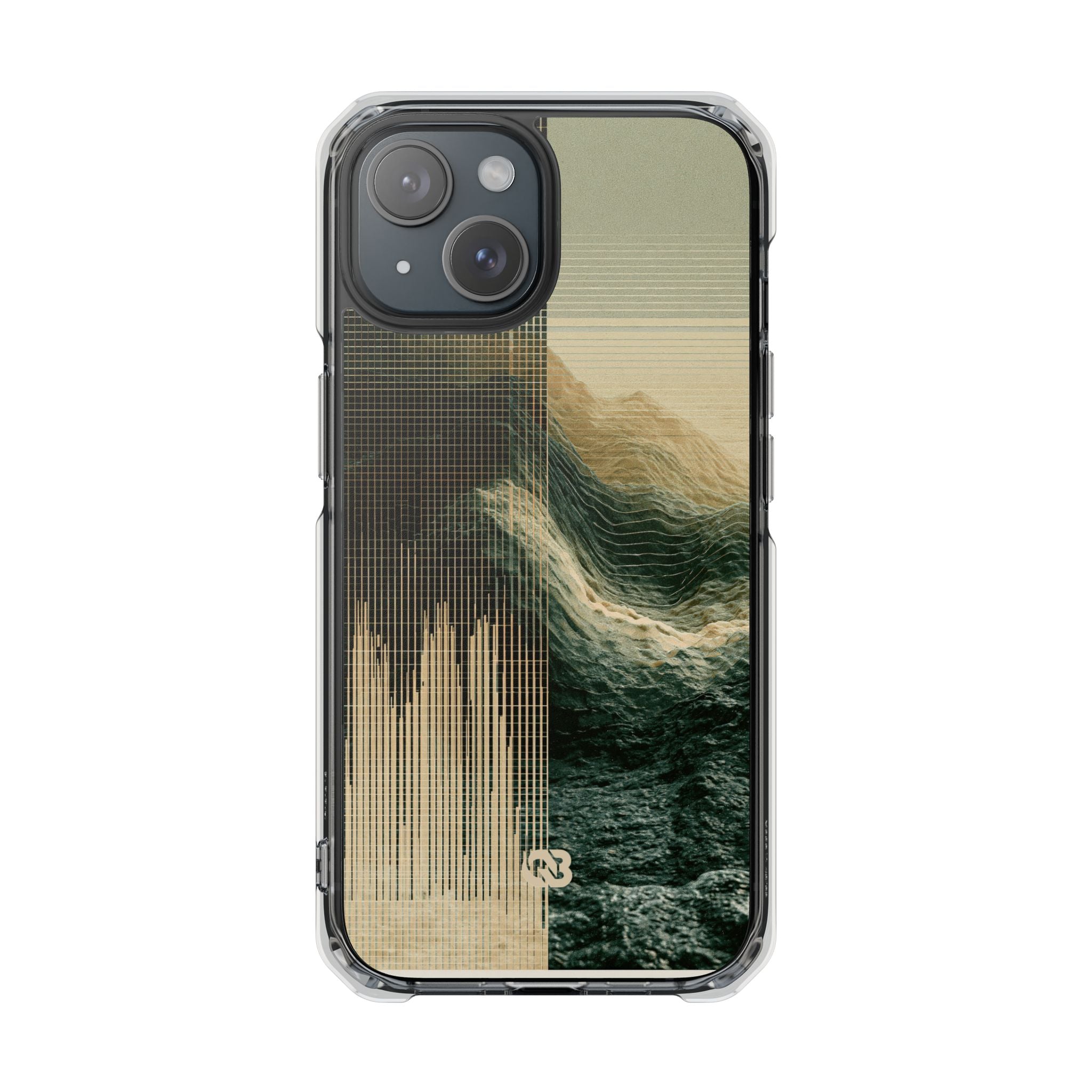 Beige Impact MagSafe Phone Case for iPhone - Veridian Data Ridge