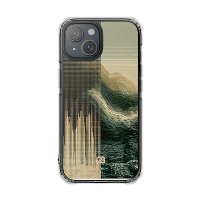 Beige Impact MagSafe Phone Case for iPhone - Veridian Data Ridge