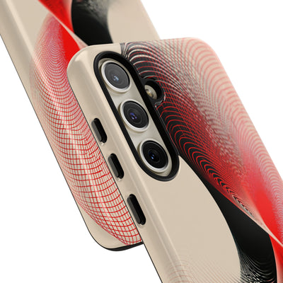 Red Tough Phone Case for Samsung - Crimson Grid Vortex