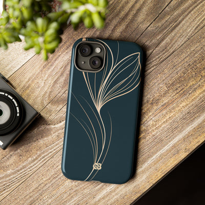 Teal Tough Phone Case for iPhone - Sandstone Silk Flora