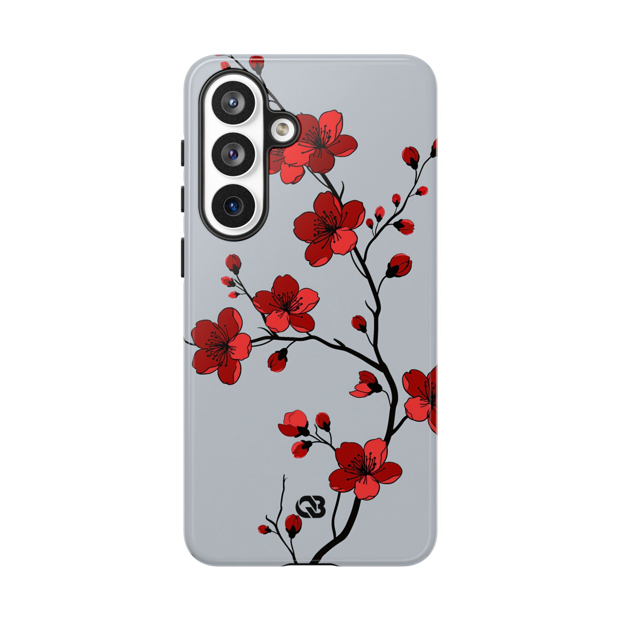Grey Tough Phone Case for Samsung - Crimson Blossom Onyx