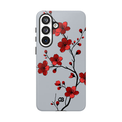Grey Tough Phone Case for Samsung - Crimson Blossom Onyx