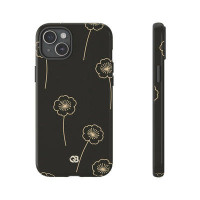 Black Tough Phone Case for iPhone - Obsidian Sand Petals