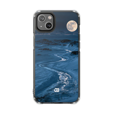 Arctic Moon Drift · Clear Impact Magnetic Phone Case for iPhone · Blue