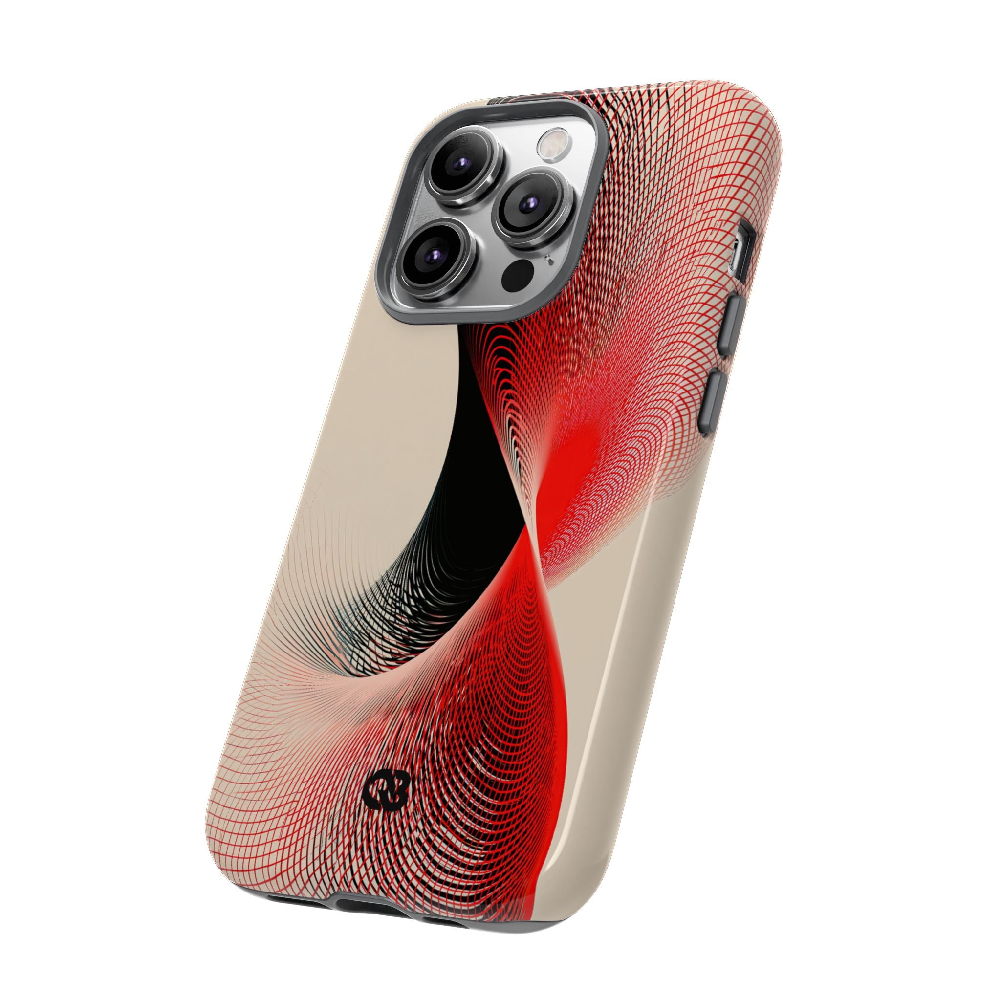 Red Tough Phone Case for iPhone - Scarlet Wireframe Helix