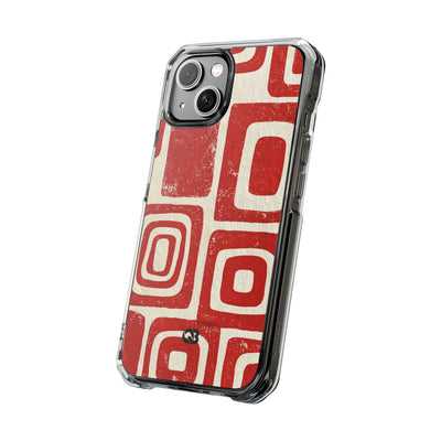 Vermilion Block Motif · Clear Impact Magnetic Phone Case for iPhone · Red