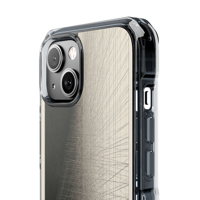 Beige Impact MagSafe Phone Case for iPhone - Brutalist Graphite Grid