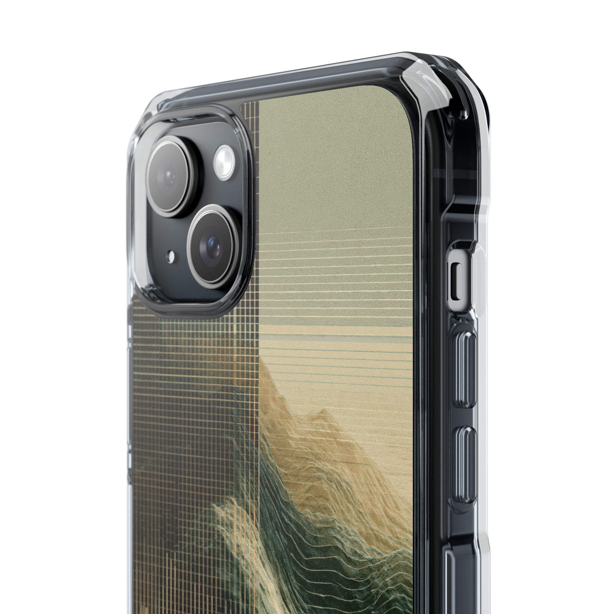 Beige Impact MagSafe Phone Case for iPhone - Veridian Data Ridge