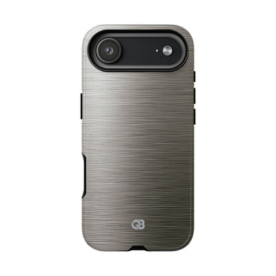 Grey Tough Phone Case for iPhone - Brushed Industrial Steel