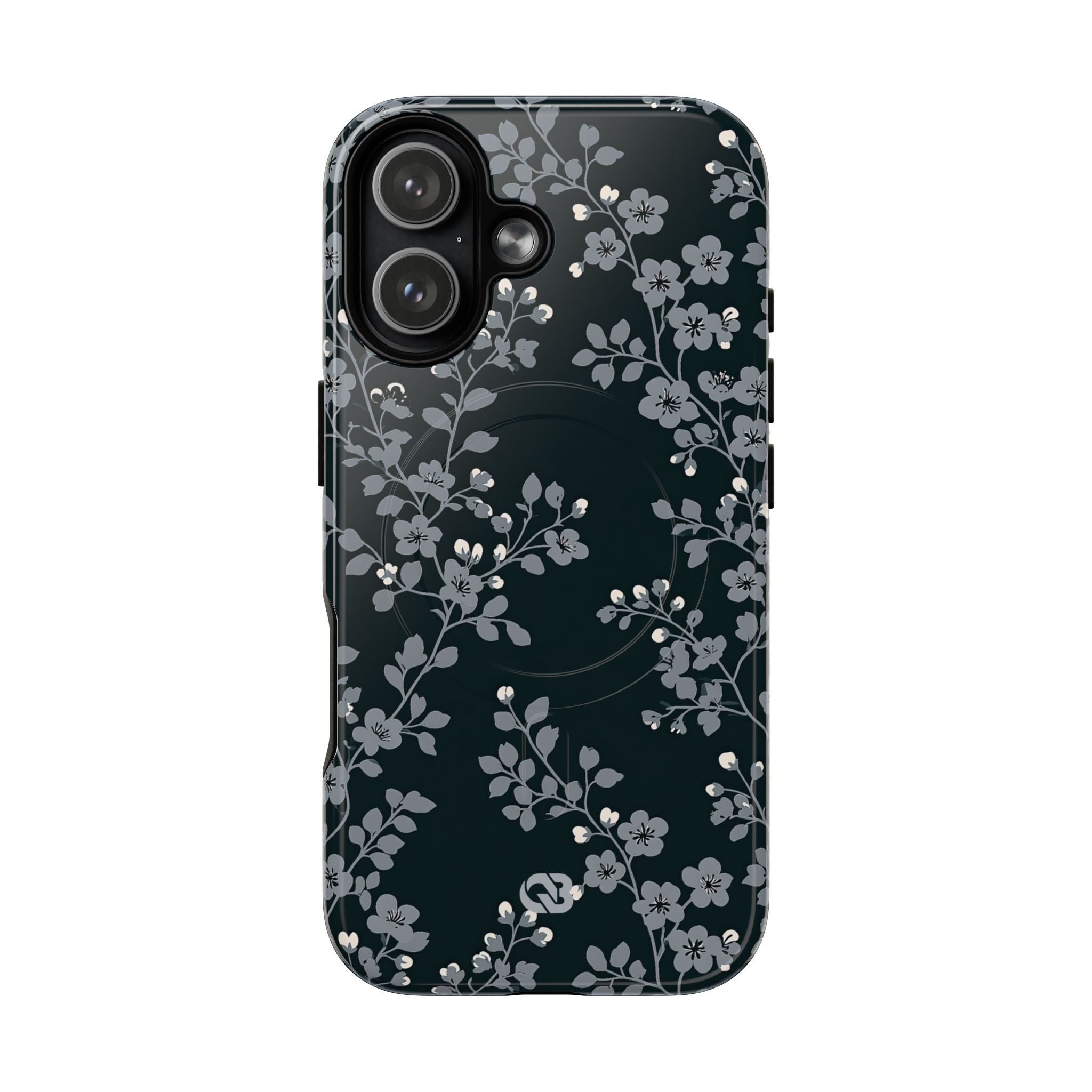 Black Tough 2.0 Magsafe Phone Case for iPhone - Midnight Slate Blossom