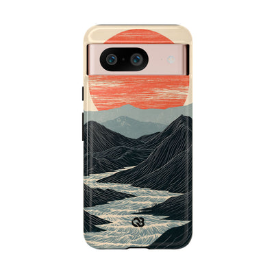 Beige Tough Phone Case for Google Pixel - Crimson Ridge Flow