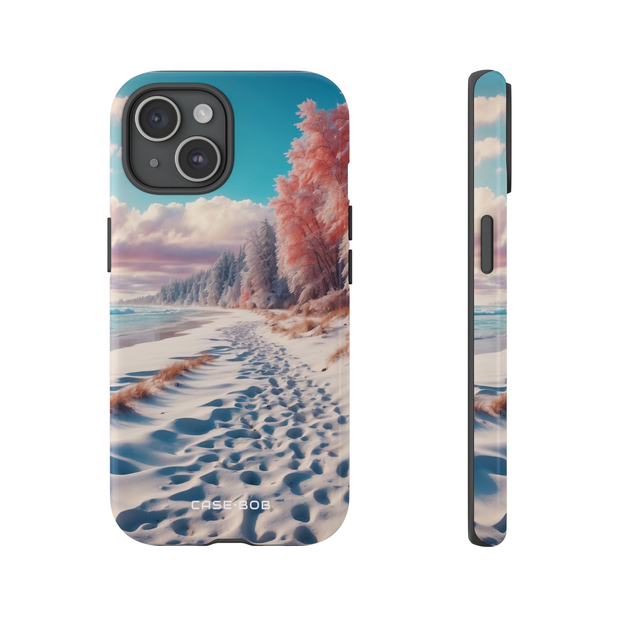 Snowy Footprints iPhone 15 Case - Tough