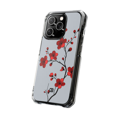 Grey Impact MagSafe Phone Case for iPhone - Crimson Blossom Onyx