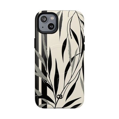 Beige Tough 2.0 Magsafe Phone Case for iPhone - Soot Leaf Sketch