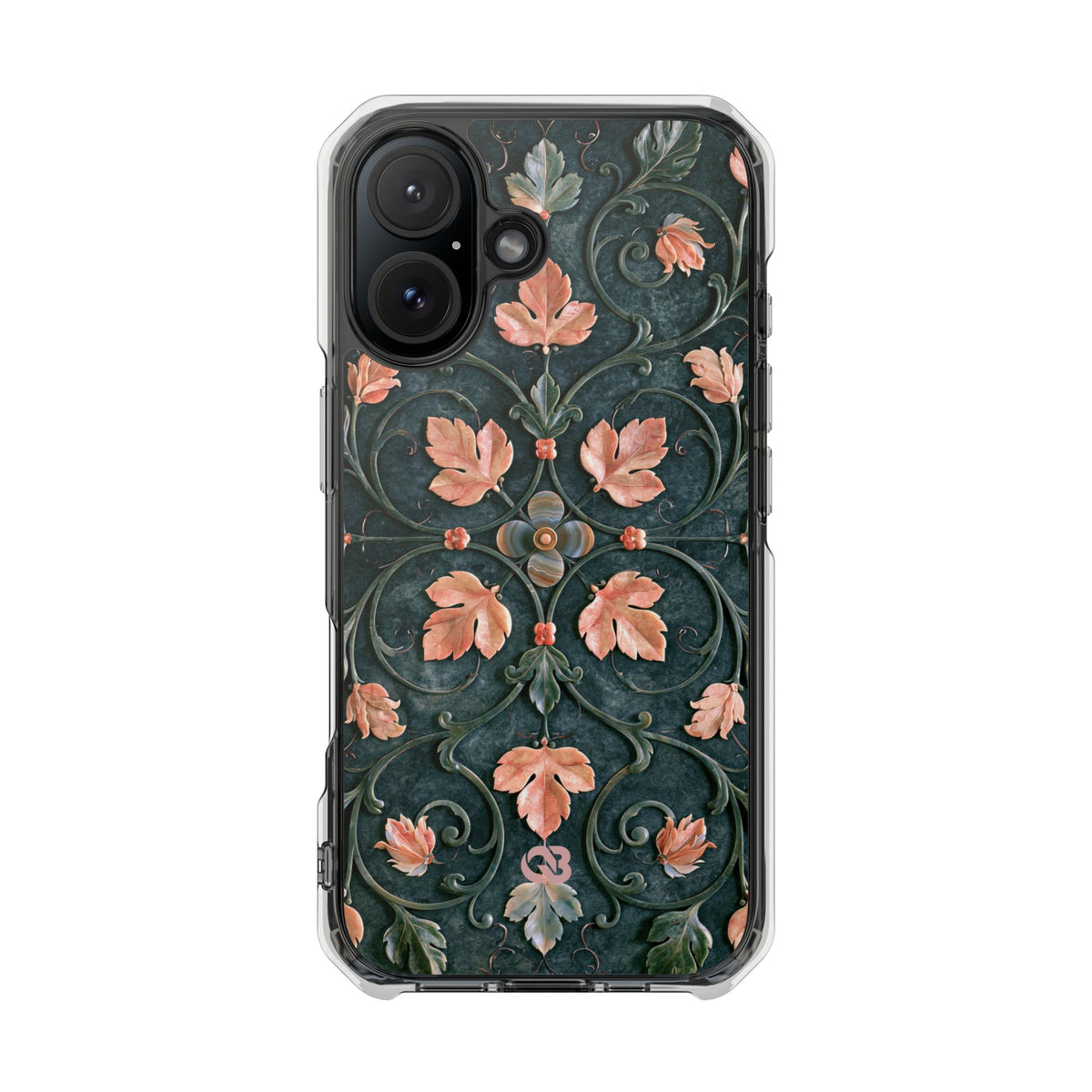 Florentine Rose Arabesque · Clear Impact Magnetic Phone Case for iPhone · Green