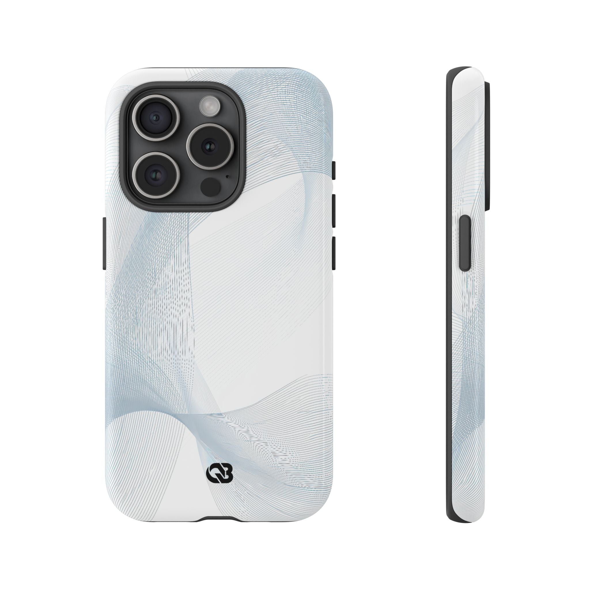 White Tough Phone Case for iPhone - Arctic Line Current