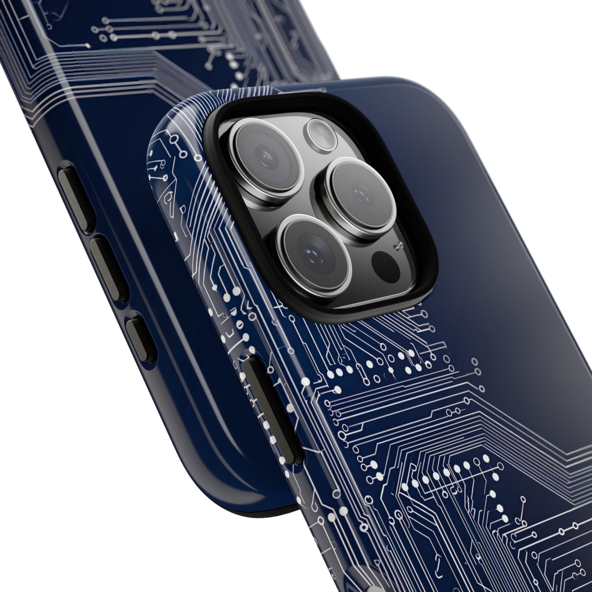 Blue Tough Phone Case for iPhone - Cobalt Data Stream