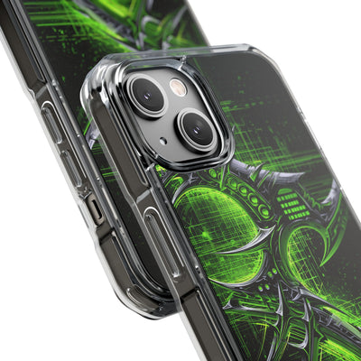 Cyber Sigil Grid · Clear Impact Magnetic Phone Case for iPhone · Green