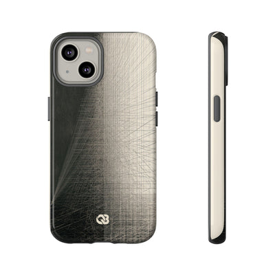 Beige Tough Phone Case for iPhone - Brutalist Graphite Grid