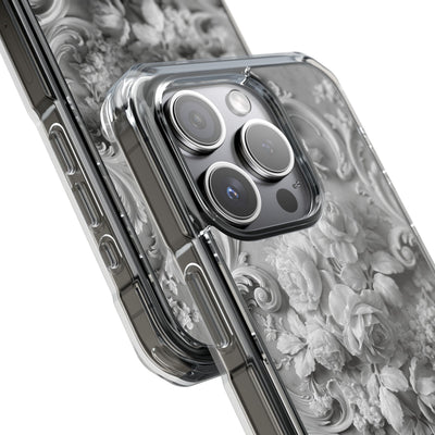 Rococo Marble Rose · Clear Impact Magnetic Phone Case for iPhone · White