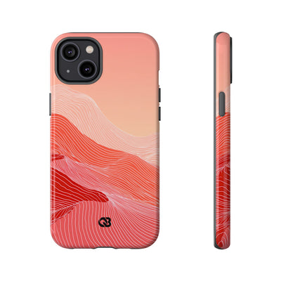 Red Tough Phone Case for iPhone - Crimson Ridge Contour