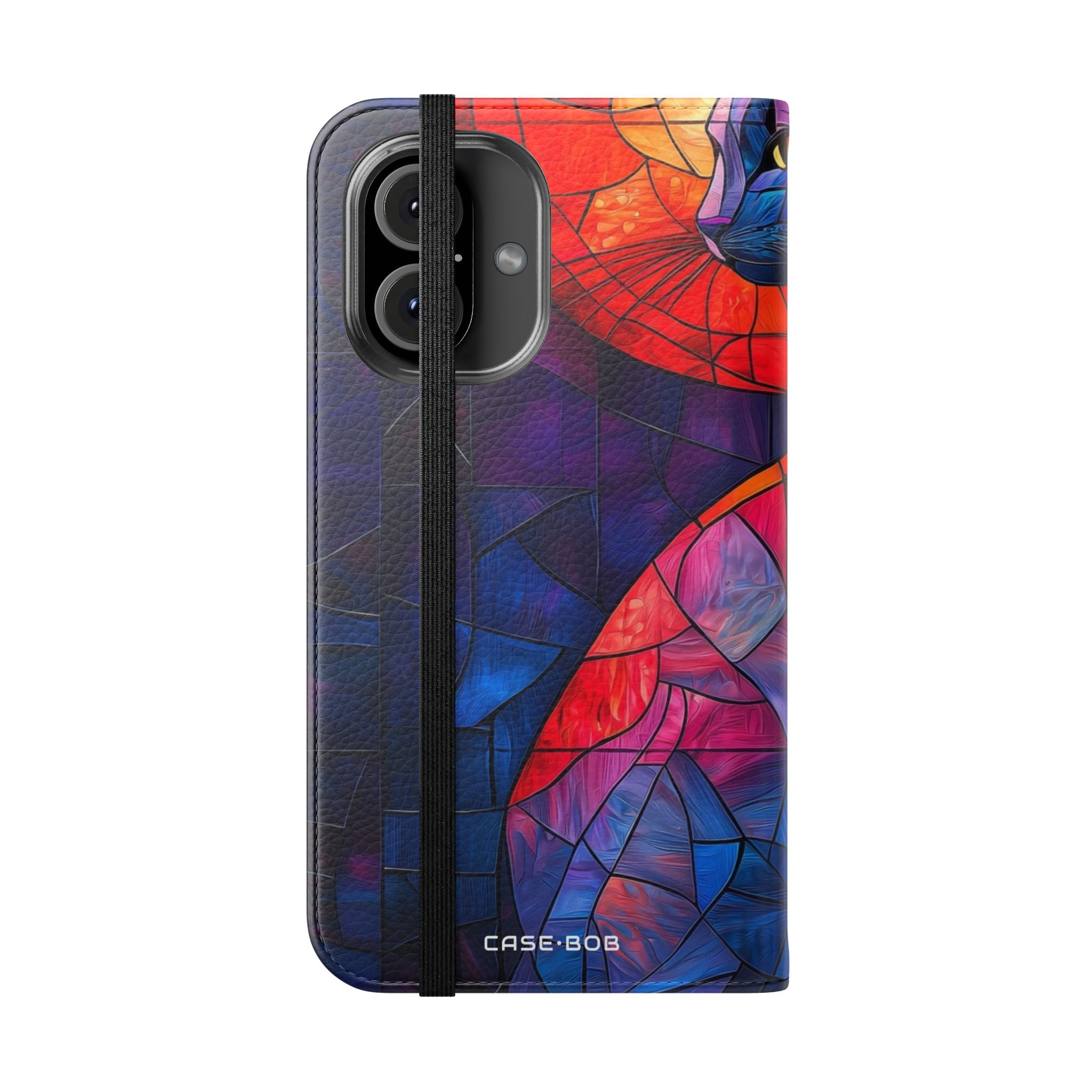 Gekleurd Glas Kat - iPhone 16 Case - Portemonnee