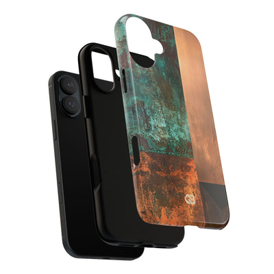 Teal Tough Phone Case for iPhone - Verdigris Copper Slab