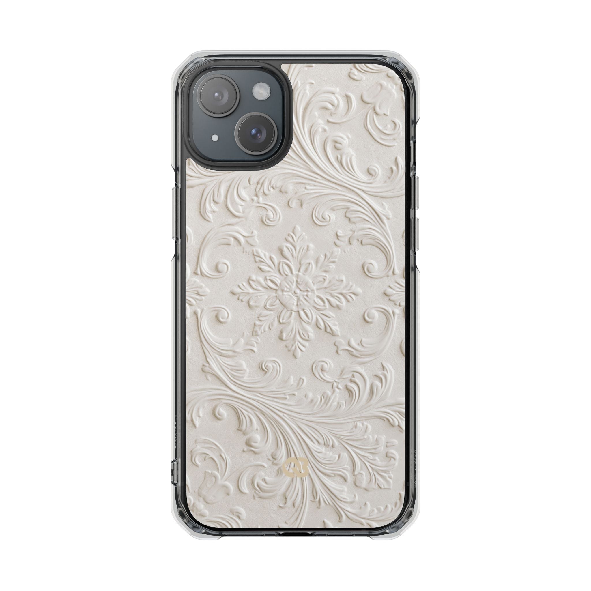 White Impact MagSafe Phone Case for iPhone - Alabaster Floral Relief