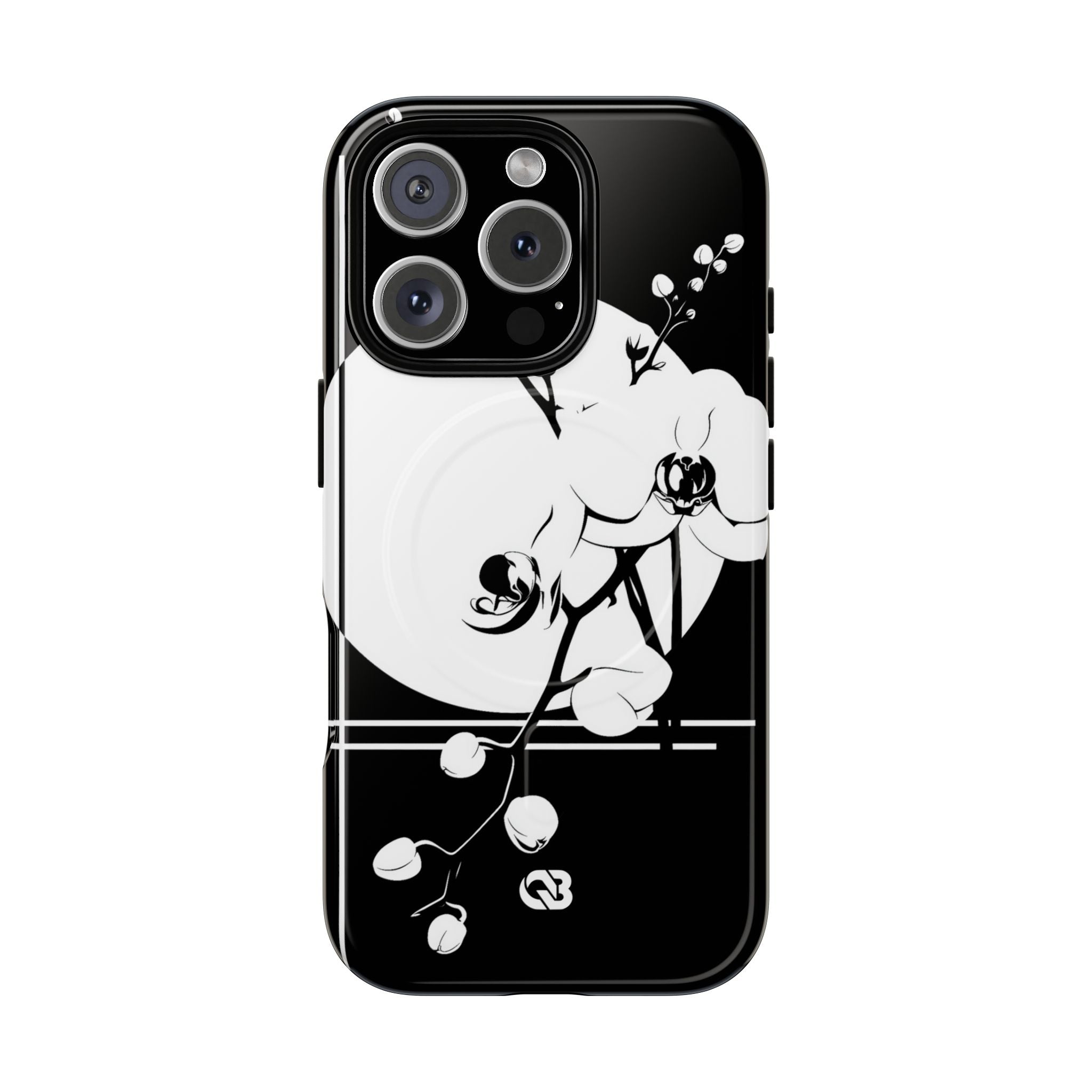 Black Tough 2.0 Magsafe Phone Case for iPhone - Lunar Orchid Grid