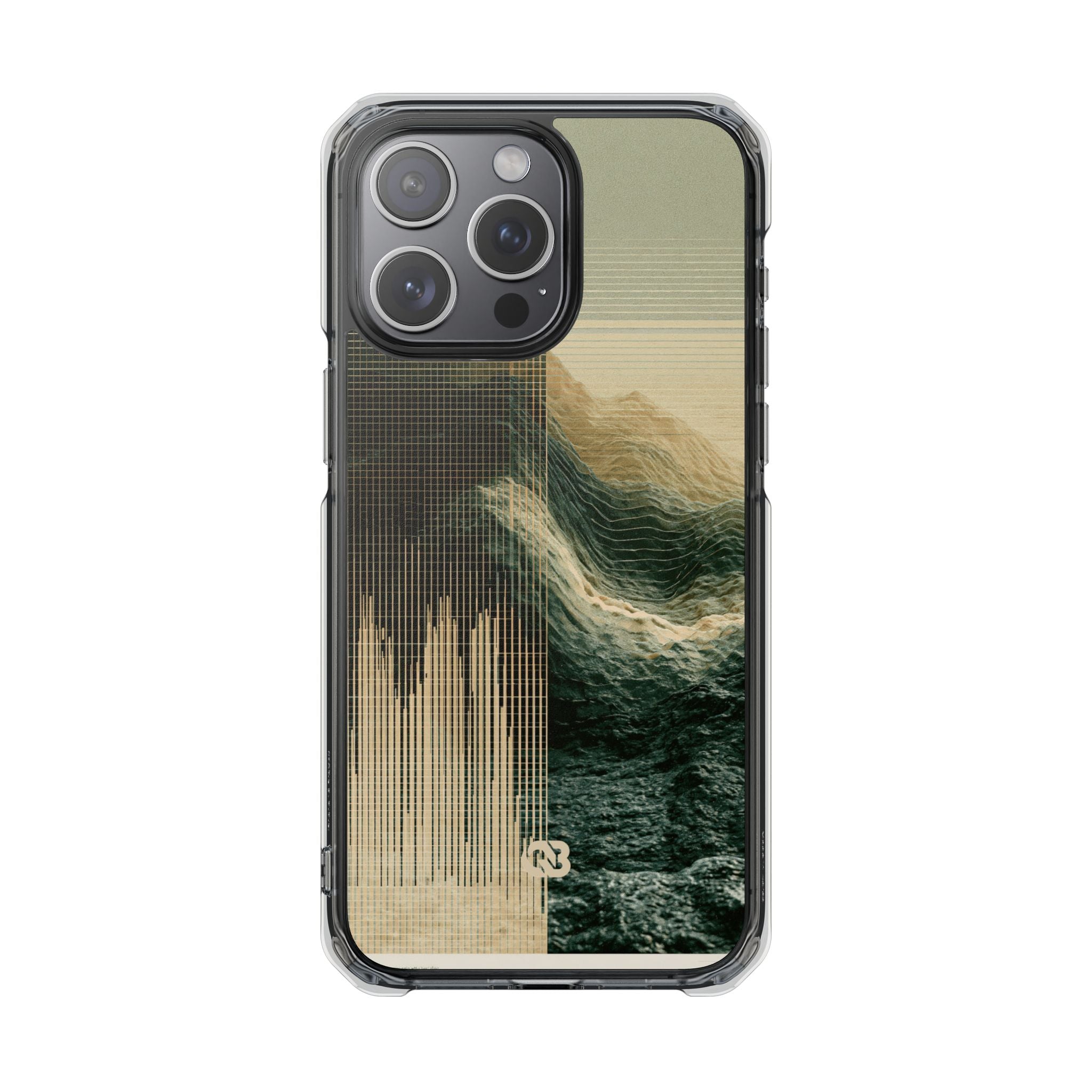 Beige Impact MagSafe Phone Case for iPhone - Veridian Data Ridge