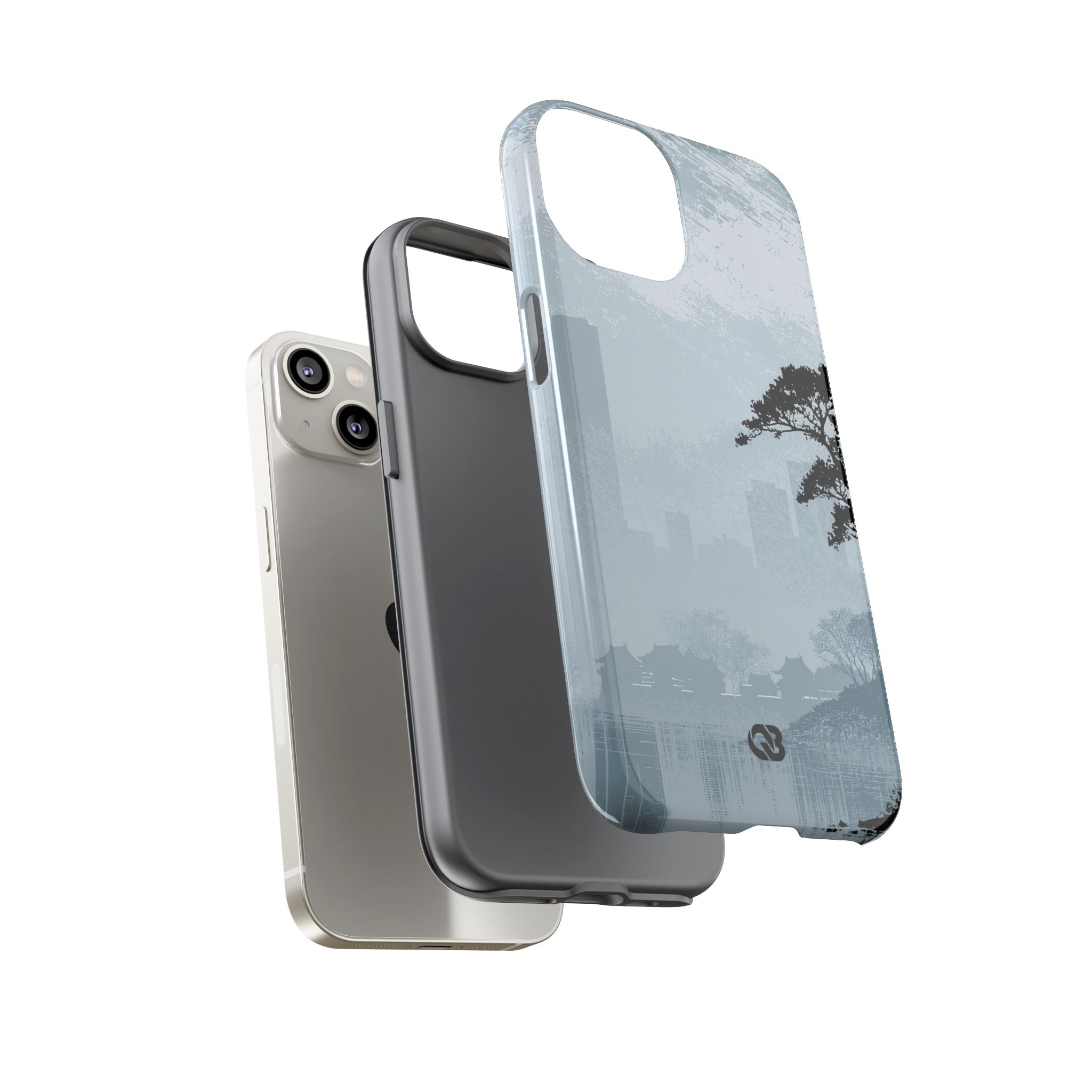 Grey Tough Phone Case for iPhone - Steel Slate Zen