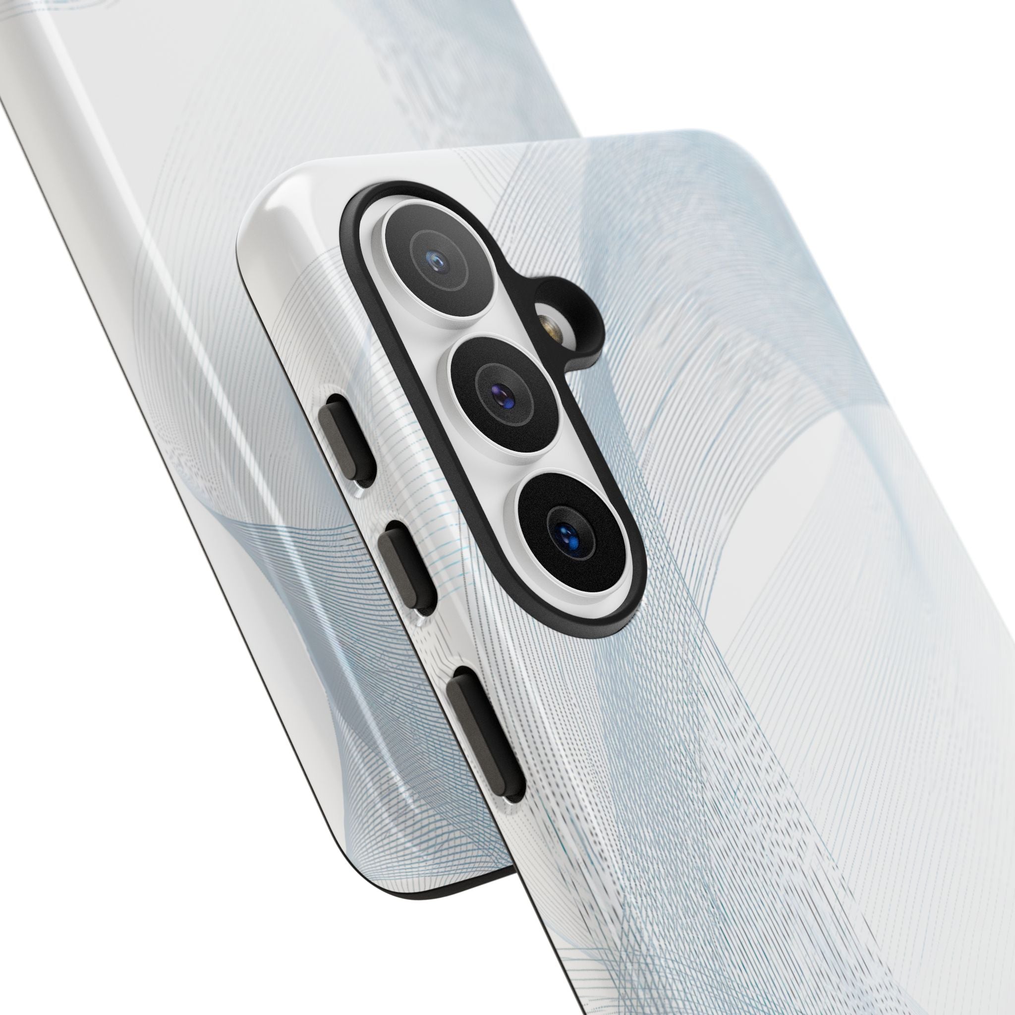 White Tough Phone Case for Samsung - Arctic Line Current