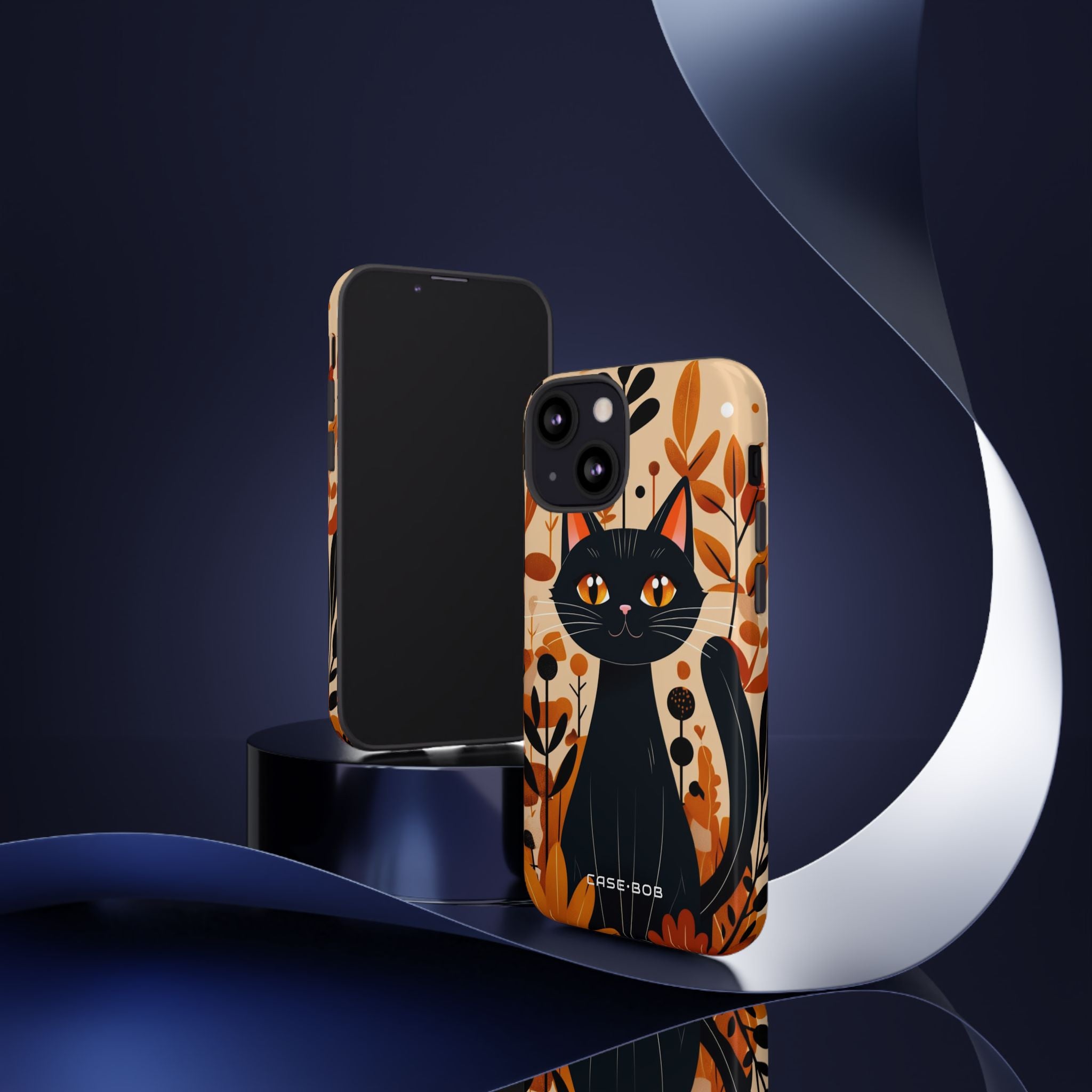 Sort Kat Glød iPhone 13 Mini Cover - Tough