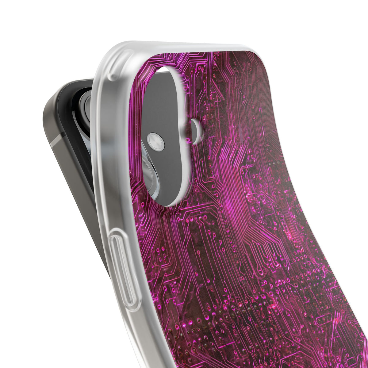 Magenta Circuit Trace · Lite Phone Case for iPhone ·  Pink