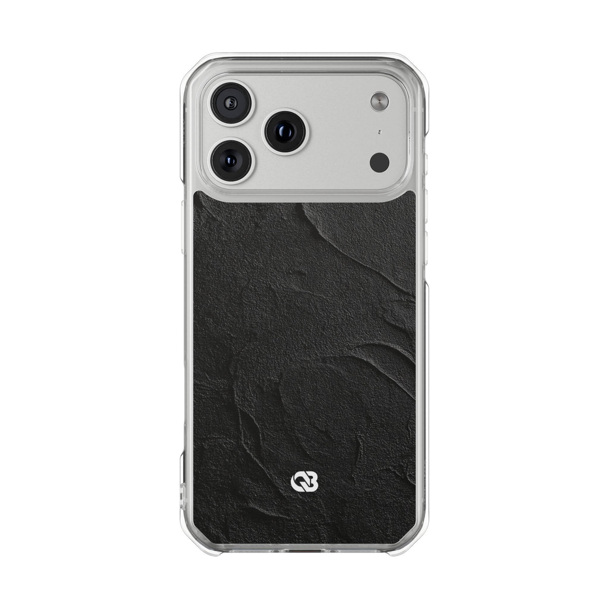 Obsidian Stucco Relief · Clear Impact Magnetic Phone Case for iPhone ·  Black