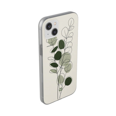 Green Lite Phone Case for iPhone - Muted Eucalyptus Sketch