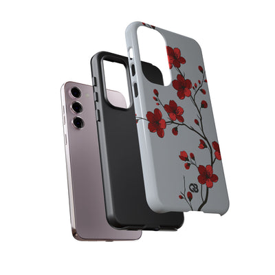 Grey Tough Phone Case for Samsung - Crimson Blossom Onyx