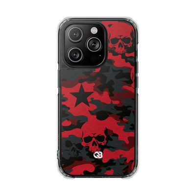 Crimson Skull Camo · Clear Impact Magnetic Phone Case for iPhone · Red