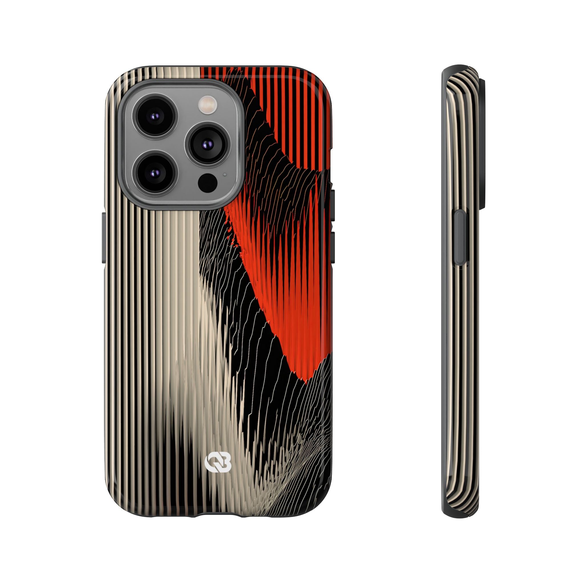 Red Tough Phone Case for iPhone - Crimson Pulse Topo