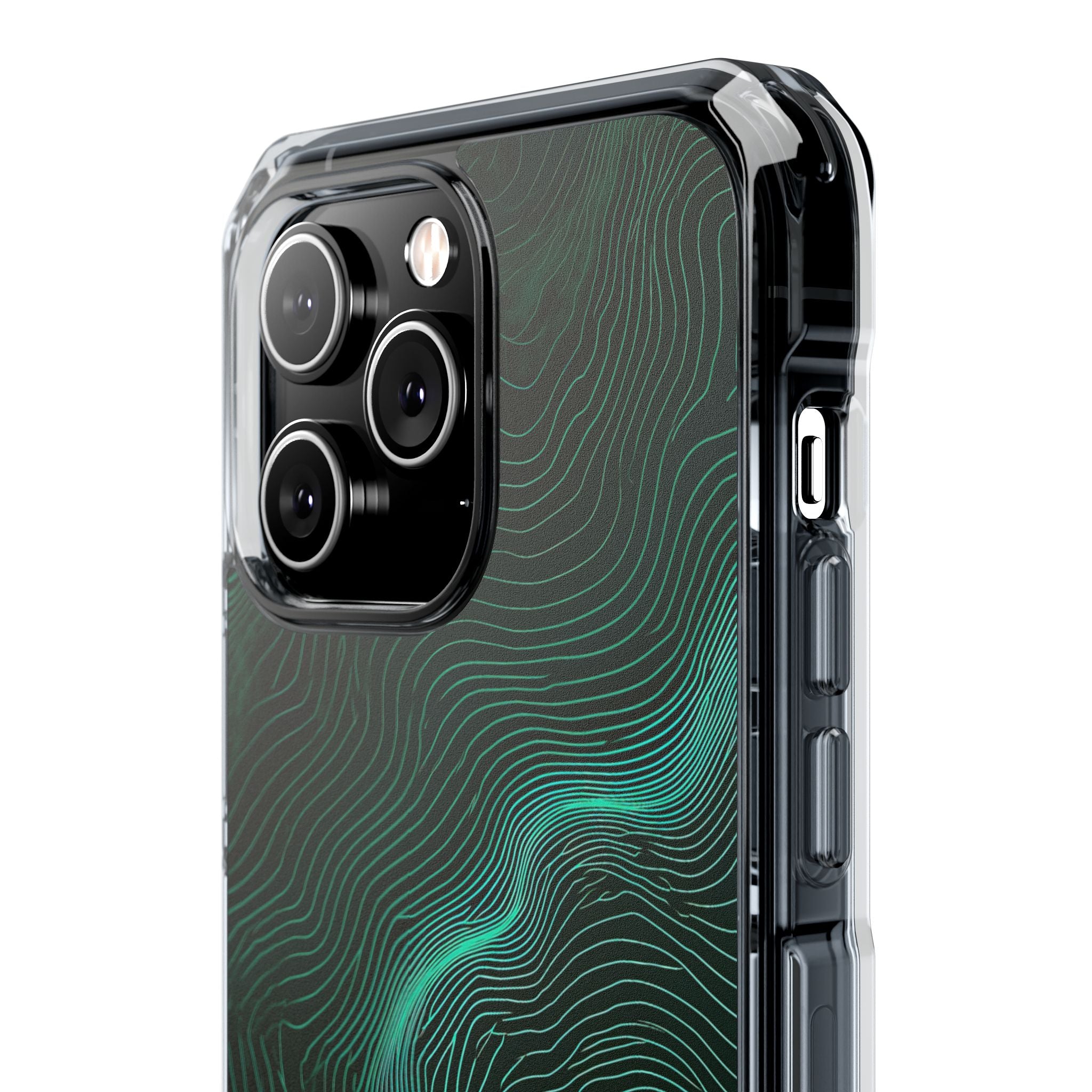 Teal Impact MagSafe Phone Case for iPhone - Neon Jade Contour